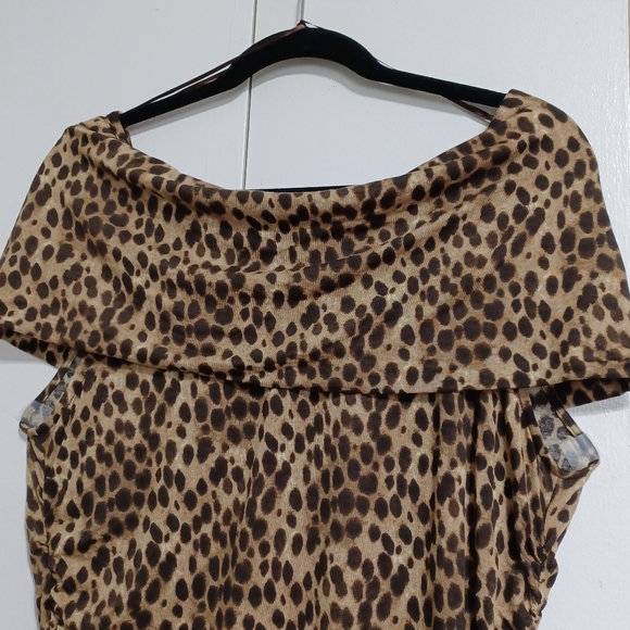 MICHAEL Michael Kors Cheetah Drapey Slinky Sleeveless Over Shoulder Tunic XL - Picture 12 of 15